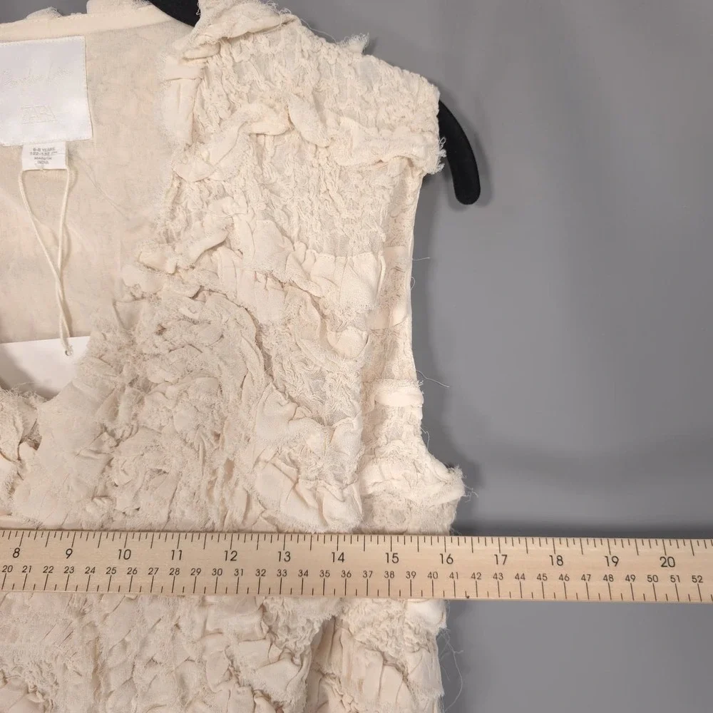 ZARA Kids Girls Girls 6-8Y Top Vest Textured Ruffle Wrap Tie Cream 7521/751/712